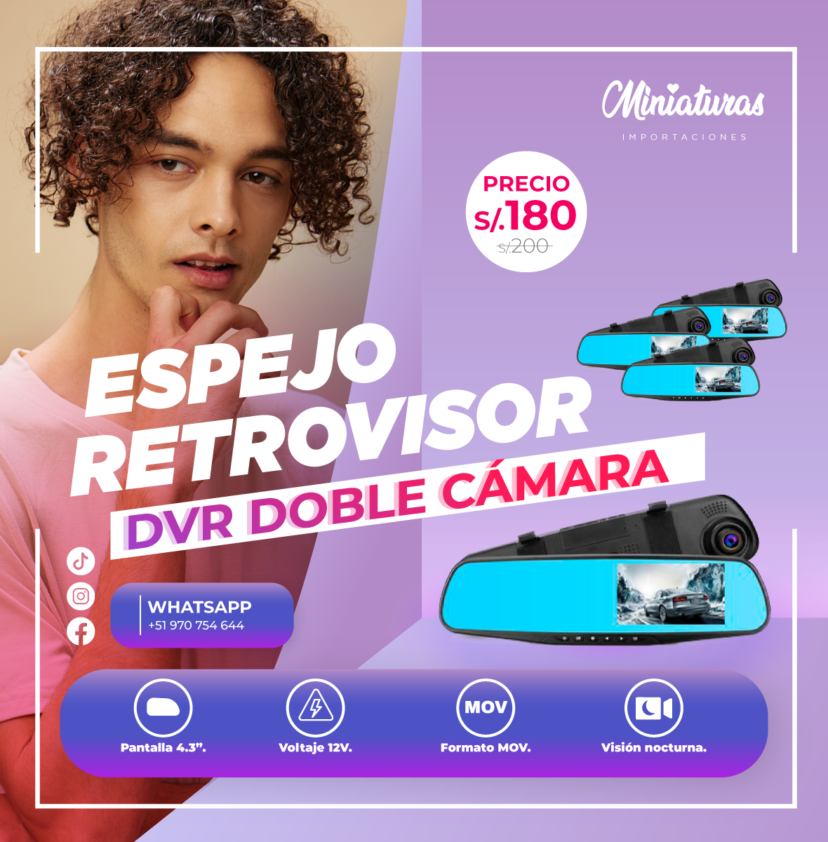 Espejo Retrovisor DVR 2 en 1 con cámara de visión trasera//1K-1080 –  Mautolite